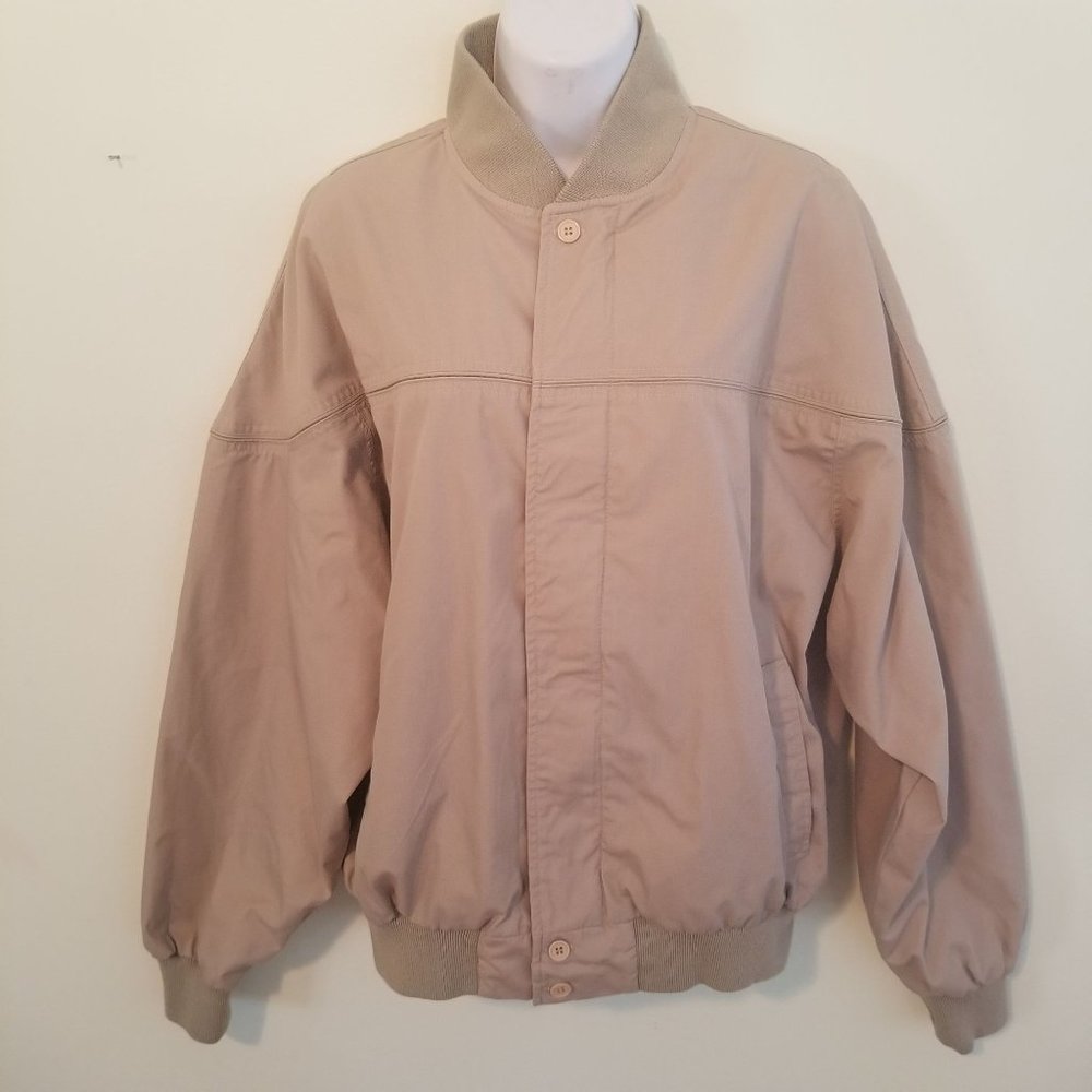DAX L Tan Jacket Bomber Windbreaker Lightweight Coat Fall Autumn‎ Layers